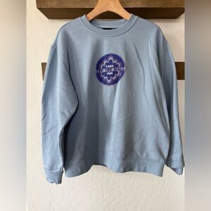 Vans|Pale blue Crewneck Sweater with VANS OFF THE WALL logo embroidery•Medium